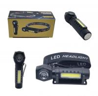Налобный-ручной фонарь светодиодный+COB HEADLAMP KX-212 Фонарь аккумуляторный с регулировкой угла наклона + Магнит