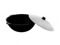 Чугунный казан Узбекский 6 л, плоское дно, с алюминиевой крышкой 2