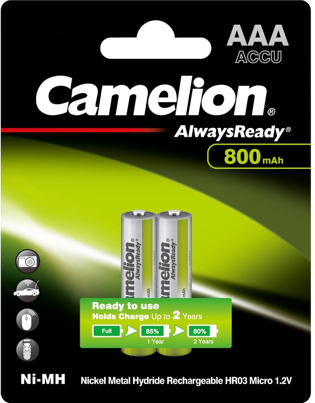 Camelion Always Ready AAA- 800mAh Ni-Mh BL-2