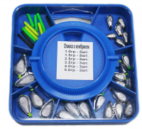 Набор грузил Оливка с кембриком вес 1.0, 1.5, 2.0, 2.5, 3.0, 3.5гр