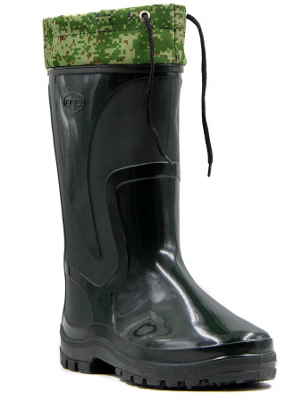 Сапоги мужские резиновые с манжетой (Зеленый, ПВХ)